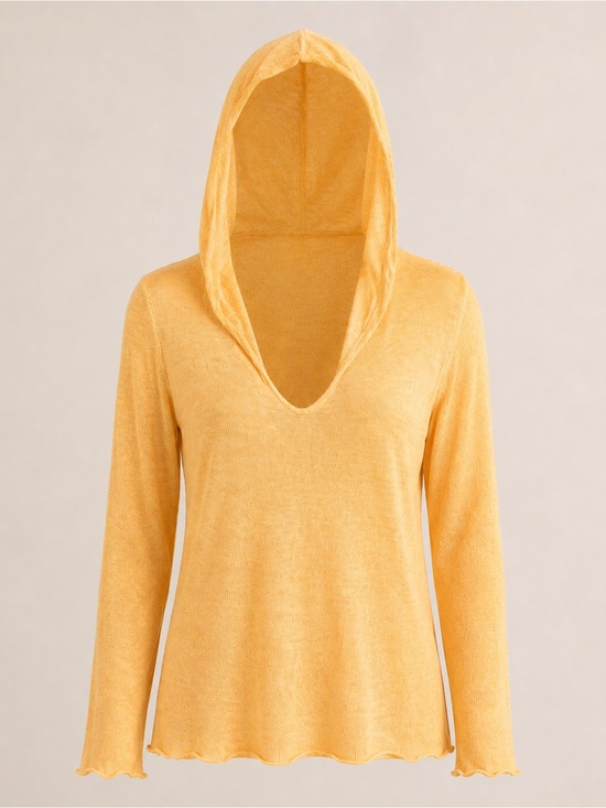 Eileen Fisher Sweaters - Eileen Fisher 100% Linen Hooded Sweater Size M Orange Lightweight